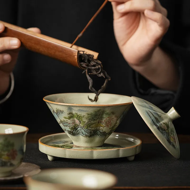 Celadon Ceramic Cup - كوب شاي جينغدتشن-سيراميك مع قبعة من