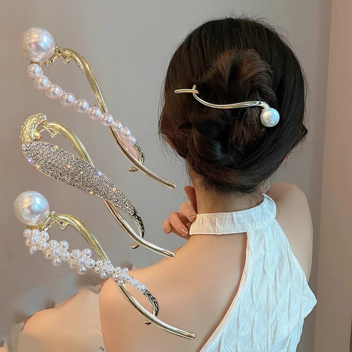 Korean Lifestyle & Kids Boutique Photos - مشبك شعر لؤلؤي لامع أنيق للنساء،