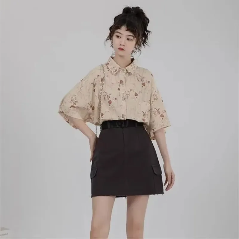 Korean Lifestyle Student - قمصان النساء سروال قصير التصحيح جيب