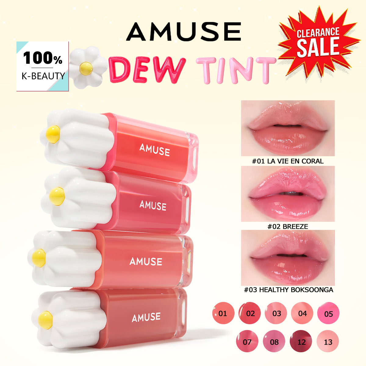 Lip Tint Korean - [تخفيضات تصفية] أحمر شفاه AMUSE DEW