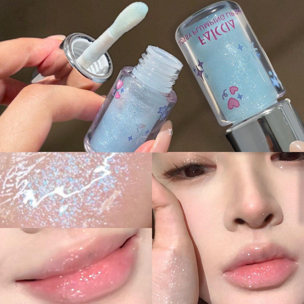 Lip Tint Korean - ملمع شفاه أزرق فاتح لامع، ملمع