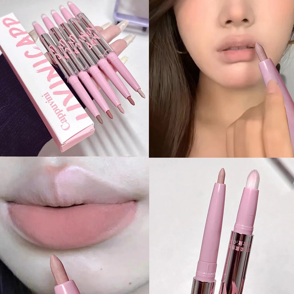 Lip Tint Korean - بطانة شفاه كابويني عارية مع فرشاة