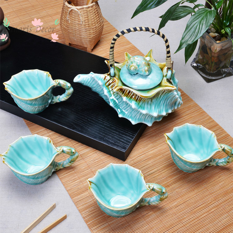 Celadon Ceramic Cup - طقم شاي سيراميك فاخر بالكامل، طقم