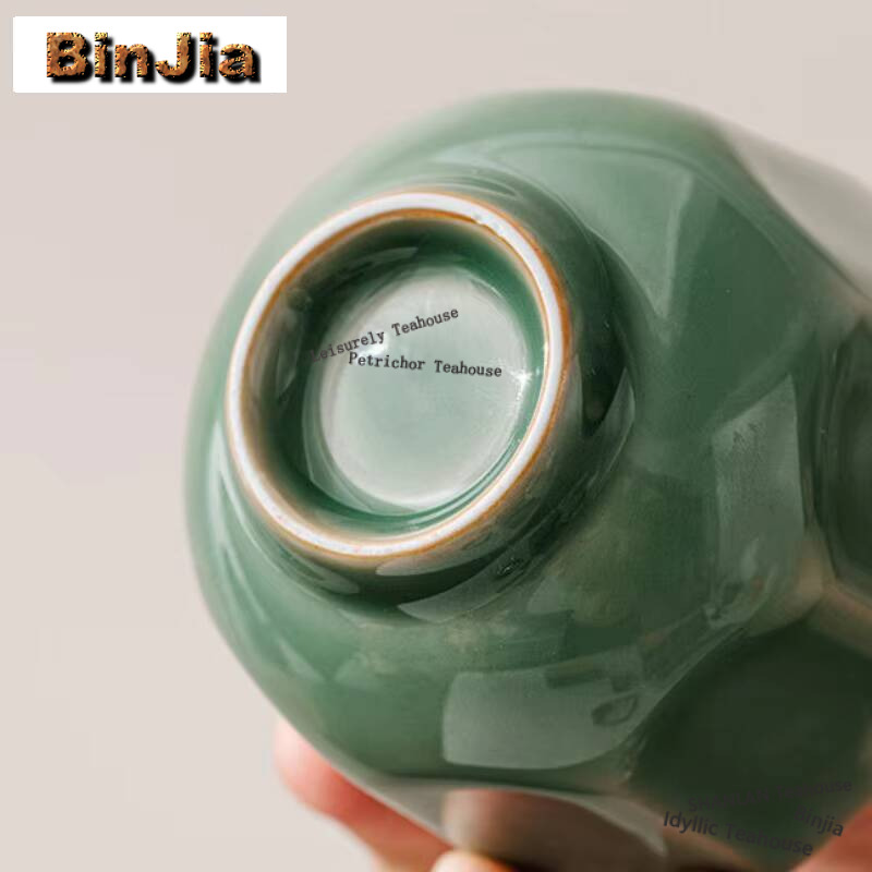 طقم شاي محمول مع أدوات صنع الز - مراجعة Celadon Ceramic Cup وسعره