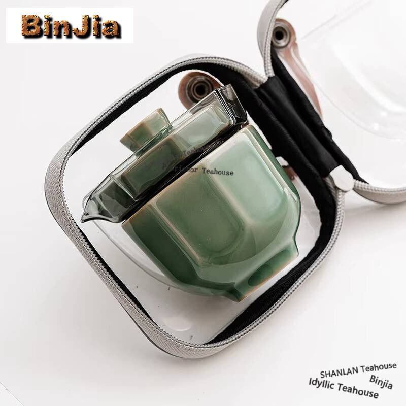طقم شاي محمول مع أدوات صنع الز - مراجعة Celadon Ceramic Cup وسعره