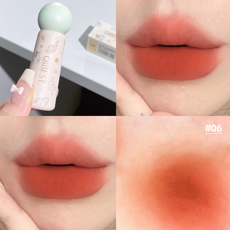 QIBEST عارية ماتي الشفاه الطين - مراجعة Lip Tint Korean وسعره