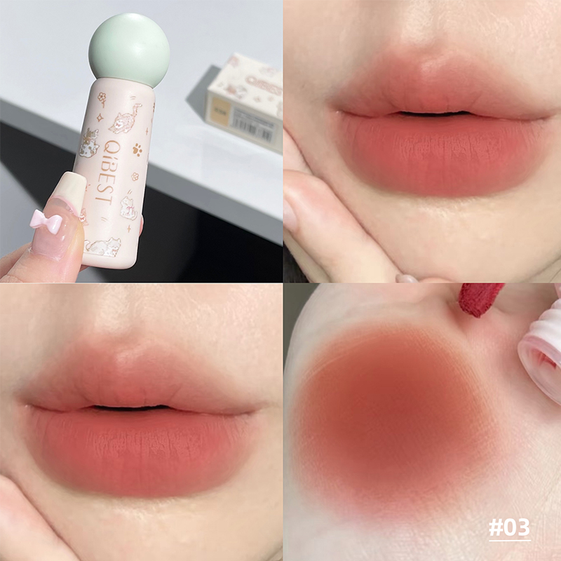 QIBEST عارية ماتي الشفاه الطين - مراجعة Lip Tint Korean وسعره